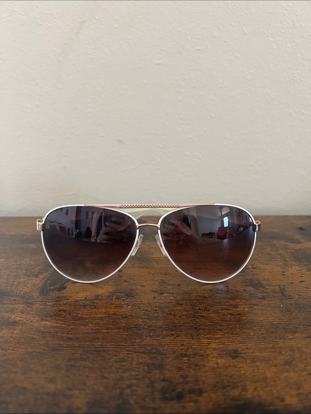 Sunglasses Aviator Women's Gold White Beach Casual